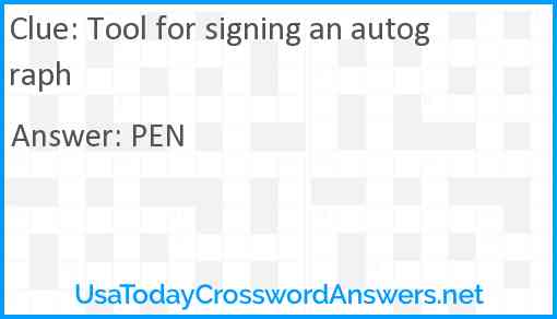 Tool for signing an autograph Answer