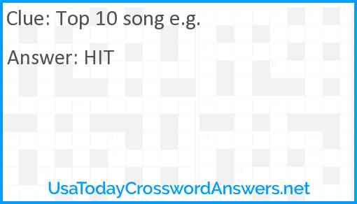 Top 10 song e.g. Answer