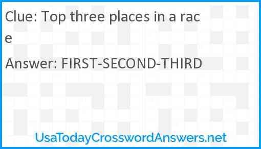Top three places in a race Answer
