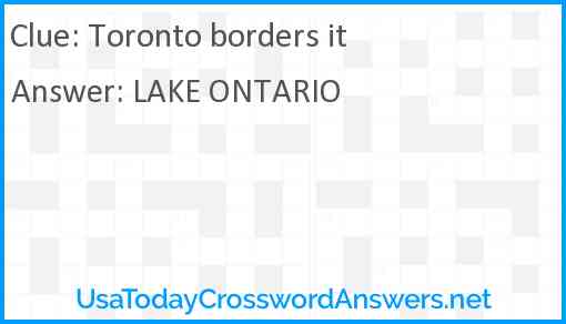 Toronto borders it Answer