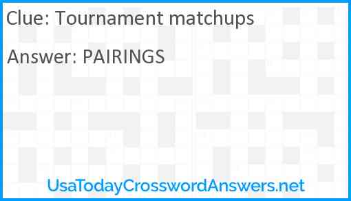 Tournament matchups Answer