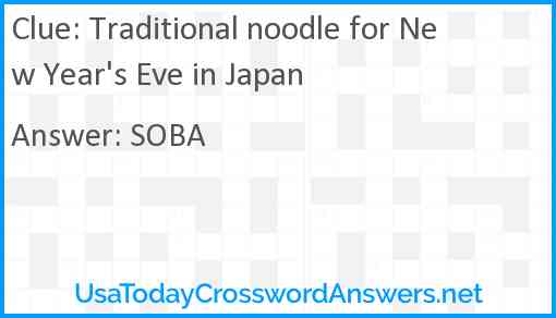 Traditional noodle for New Year's Eve in Japan Answer