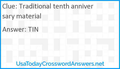 Traditional tenth anniversary material Answer