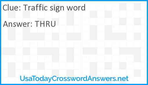 Traffic sign word Answer