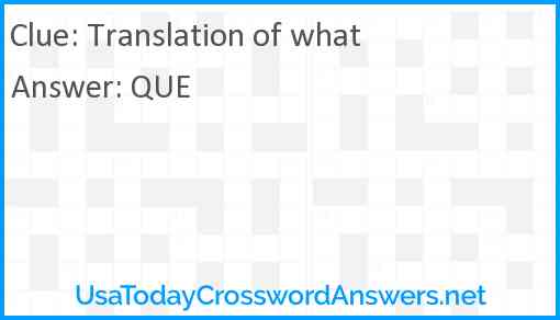 Translation of what Answer