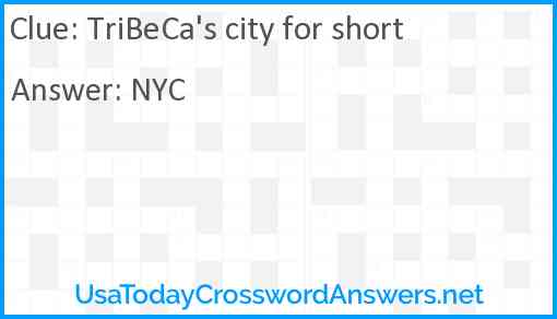 TriBeCa's city for short Answer