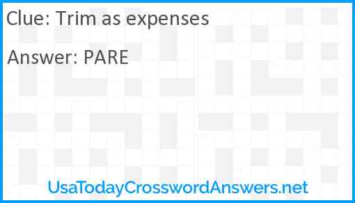 Trim as expenses Answer