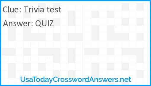 Trivia test Answer