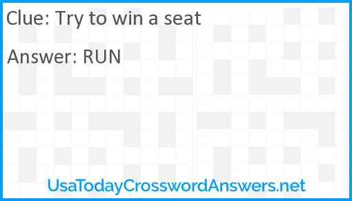 Try to win a seat Answer