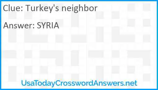 Turkey's neighbor Answer