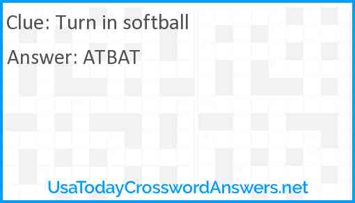 Turn in softball Answer