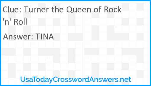 Turner the Queen of Rock 'n' Roll Answer