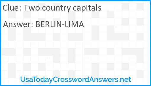 Two country capitals Answer