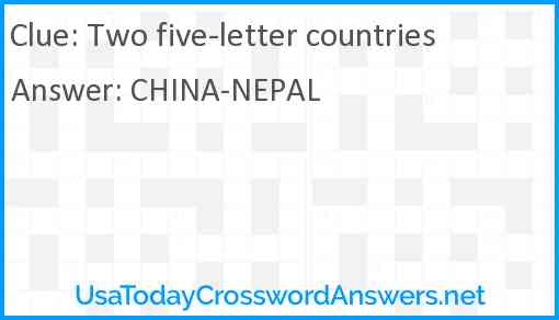 Two five-letter countries Answer