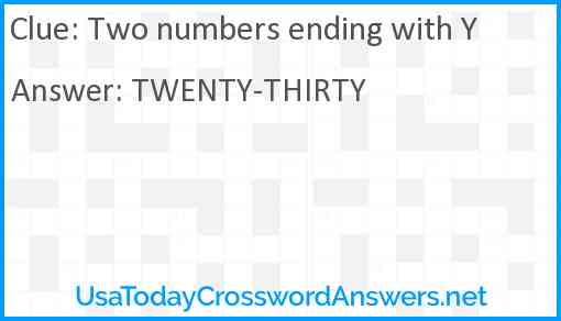 Two numbers ending with Y Answer