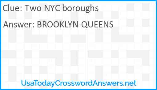 Two NYC boroughs Answer
