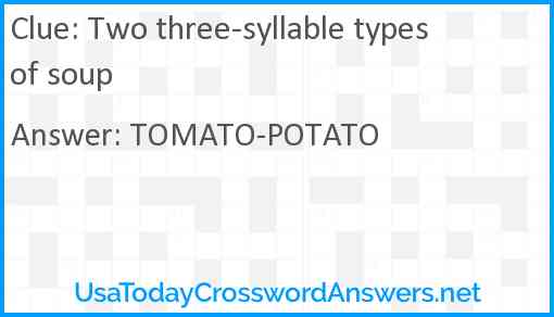 Two three-syllable types of soup Answer