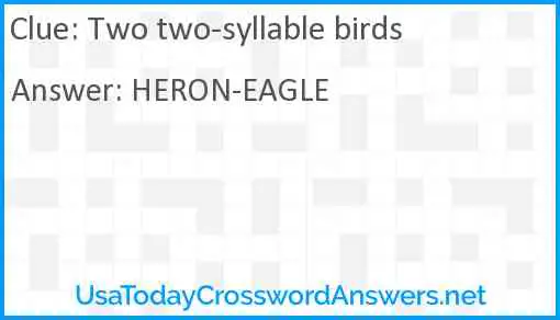 Two two-syllable birds Answer