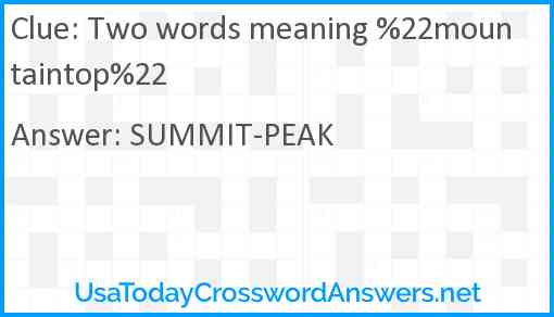 Two words meaning %22mountaintop%22 Answer