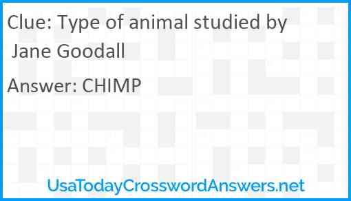 Type of animal studied by Jane Goodall Answer