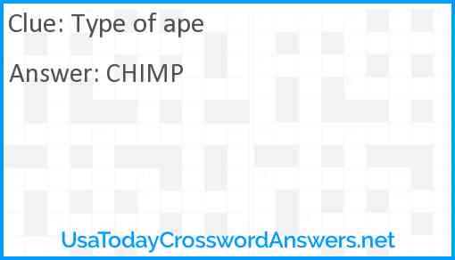 Type of ape Answer