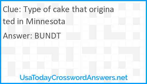 Type of cake that originated in Minnesota Answer