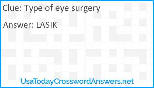 Type of eye surgery Answer