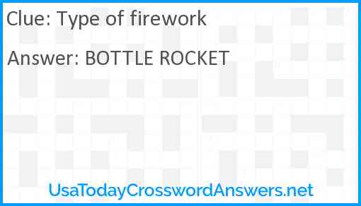 Type of firework Answer