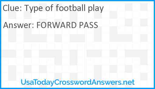 Type of football play Answer