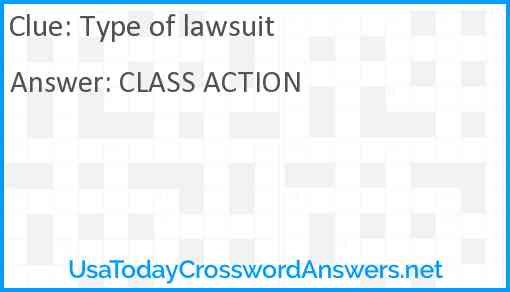 Type of lawsuit Answer