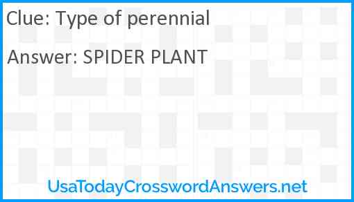 Type of perennial Answer