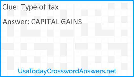 Type of tax Answer