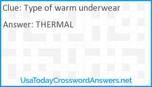 Type of warm underwear Answer