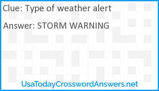 Type of weather alert Answer