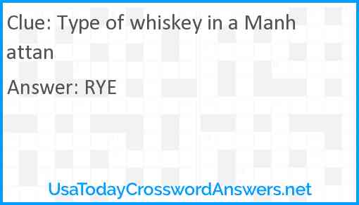 Type of whiskey in a Manhattan Answer