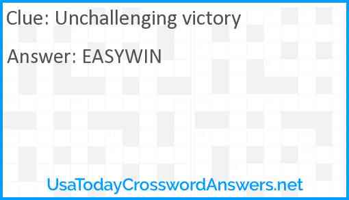 Unchallenging victory Answer