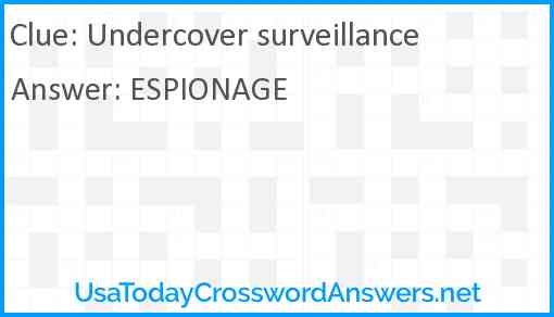 Undercover surveillance Answer