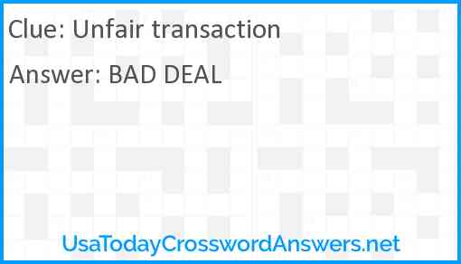 Unfair transaction Answer