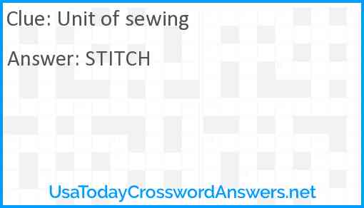 Unit of sewing Answer
