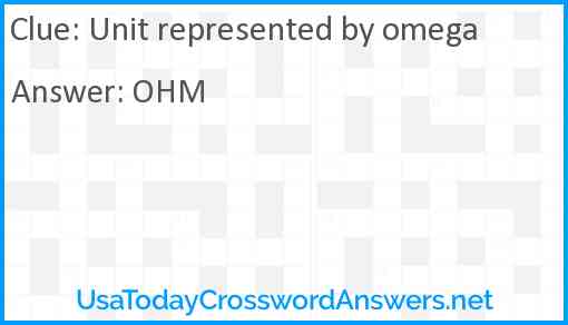 Unit represented by omega Answer