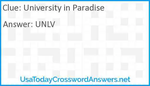 University in Paradise Answer