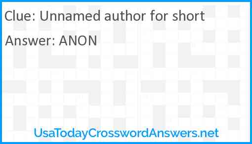 Unnamed author for short Answer