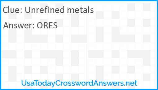 Unrefined metals Answer