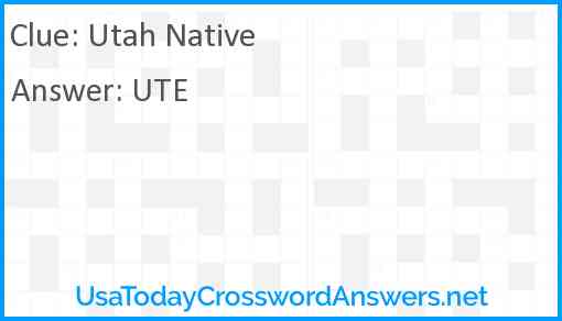 Utah native Answer