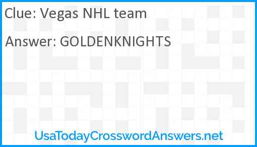 Vegas NHL team Answer
