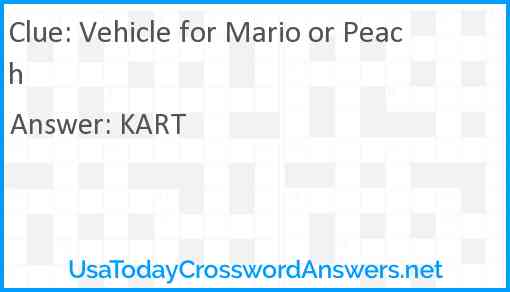 Vehicle for Mario or Peach Answer