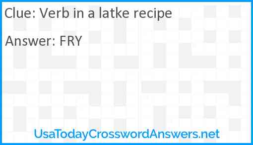 Verb in a latke recipe Answer