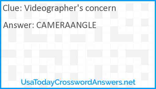 Videographer's concern Answer