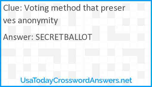 Voting method that preserves anonymity Answer