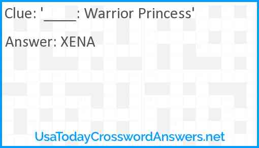 '____: Warrior Princess' Answer